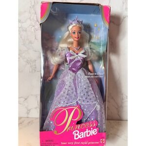 Princess Barbie Doll Lavender Gown Sparkle Tiara Easy to Dress Mattel 18404